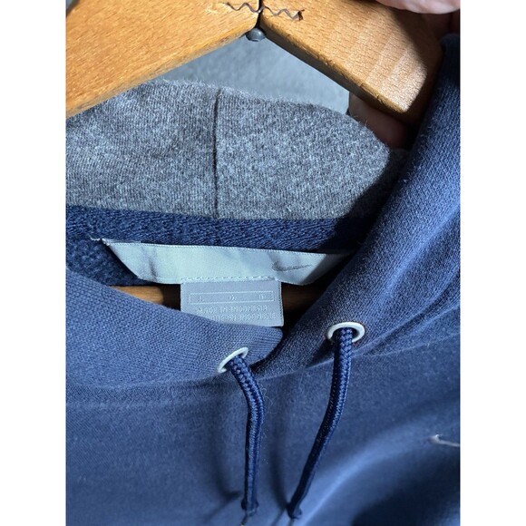 Vtg Nike Hoodie Mens L Navy Blue Y2K Swoosh Embroidered Sweatshirt Silver Tag - Picture 5 of 14